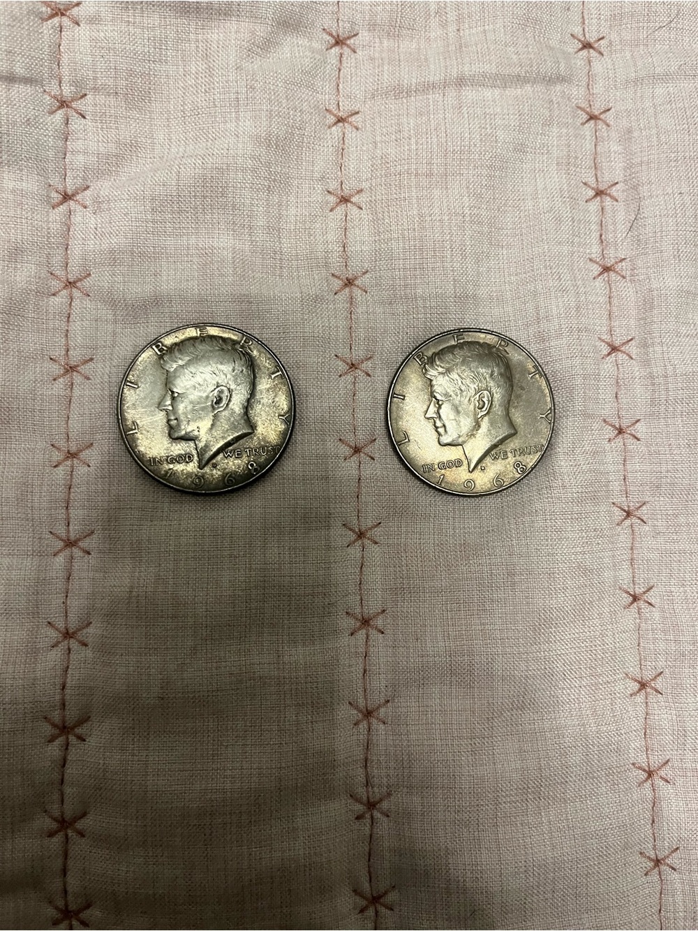 Pair of 1960s Kennedy Half Dollars - Silver Tone
